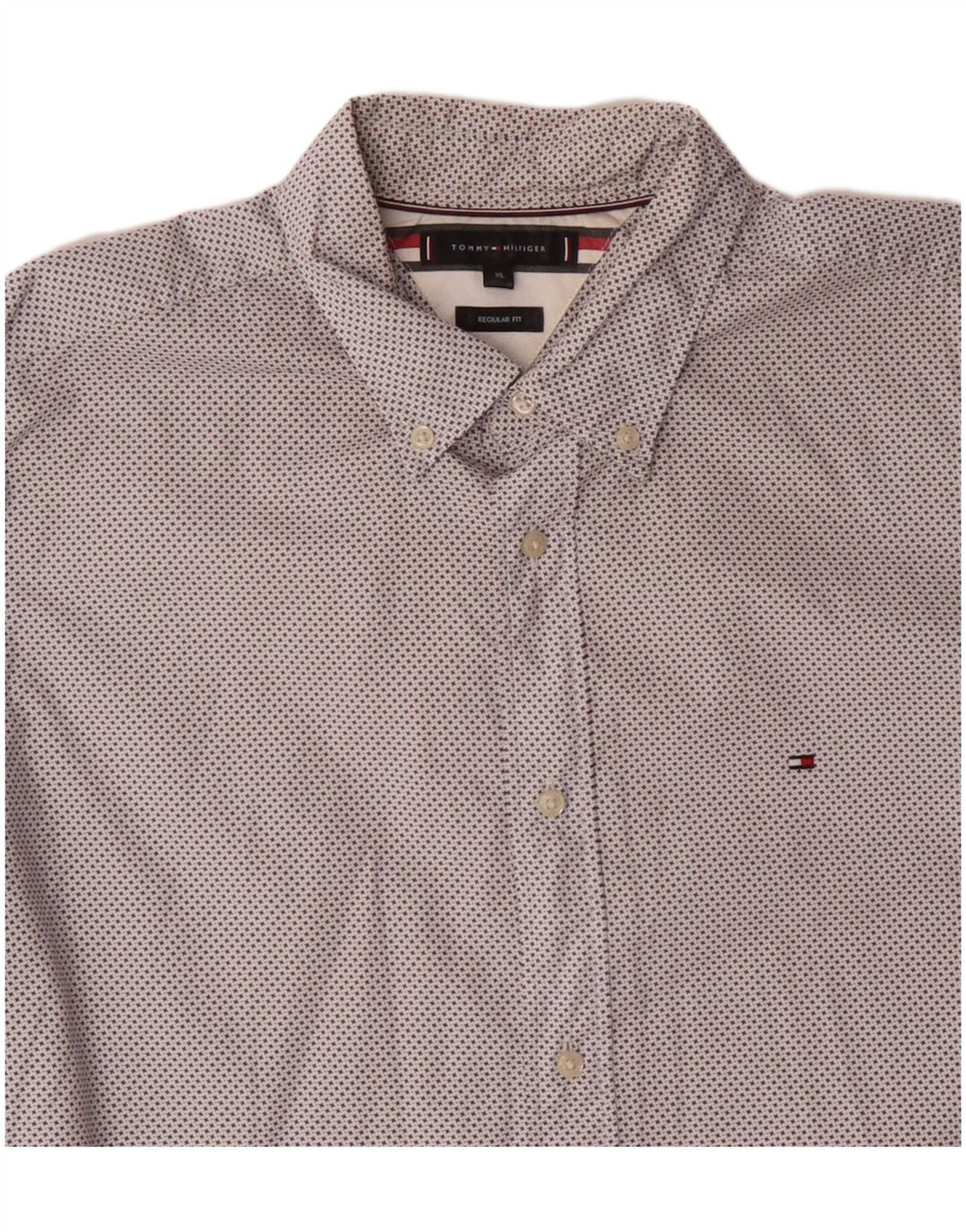 TOMMY HILFIGER Chemise Regular Fit XL Coton Taché Blanc Homme