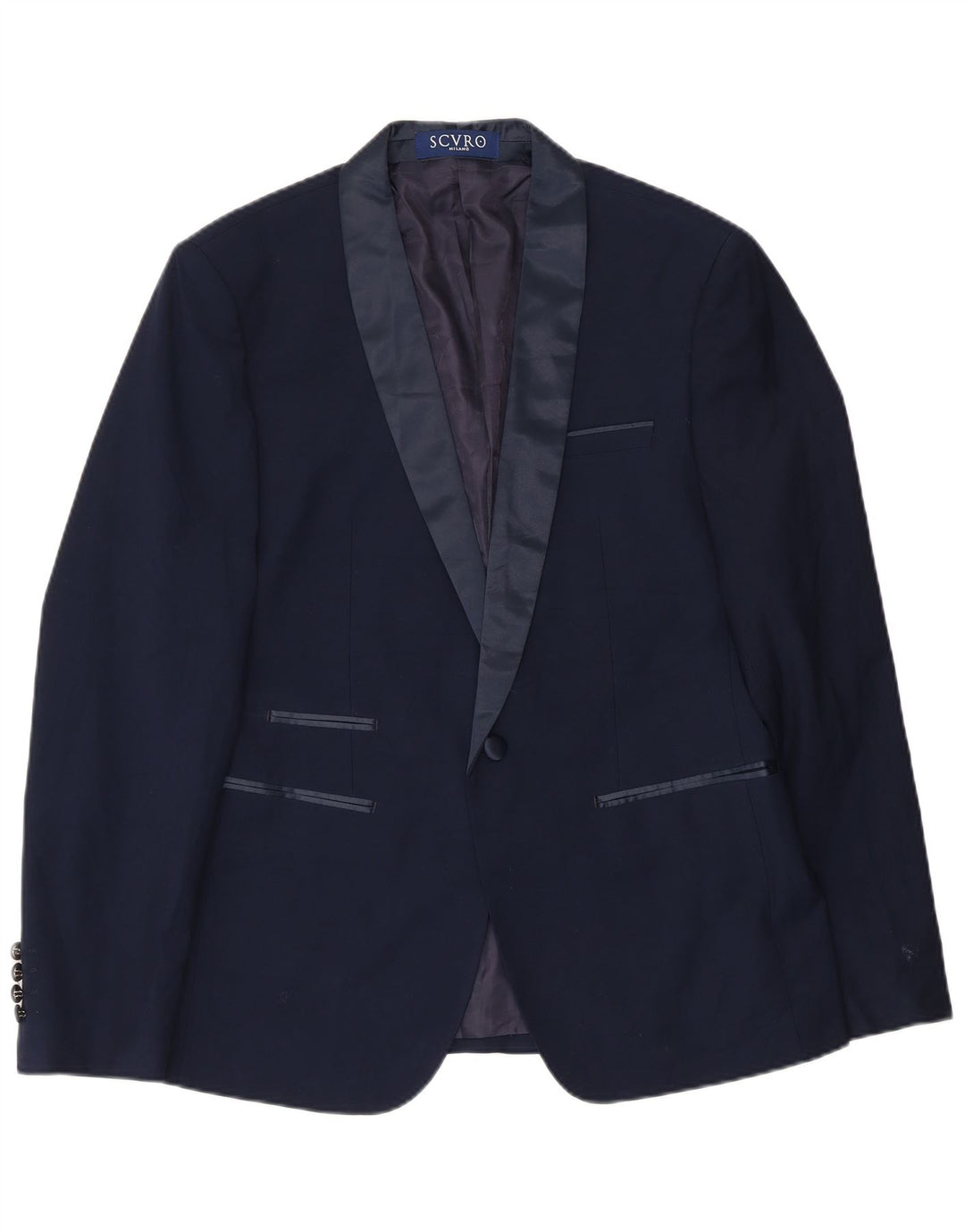 vintage Homme 1 Bouton Blazer Veste IT 52 XL Bleu Marine Polyester