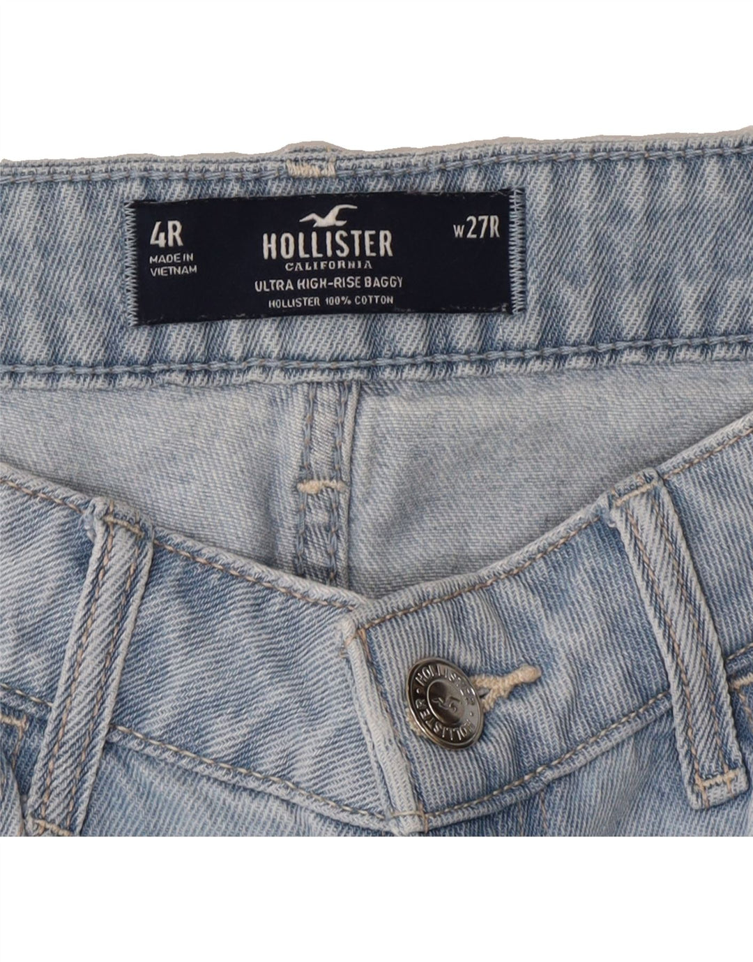 HOLLISTER Womens Baggy High Rise Straight Jeans US 4 Small W27 L30 Blue Vintage Hollister and Second-Hand Hollister from Messina Hembry 