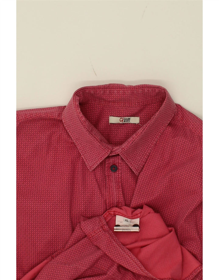 GAUDI Mens Shirt XL Red Geometric Cotton Vintage Gaudi and Second-Hand Gaudi from Messina Hembry 