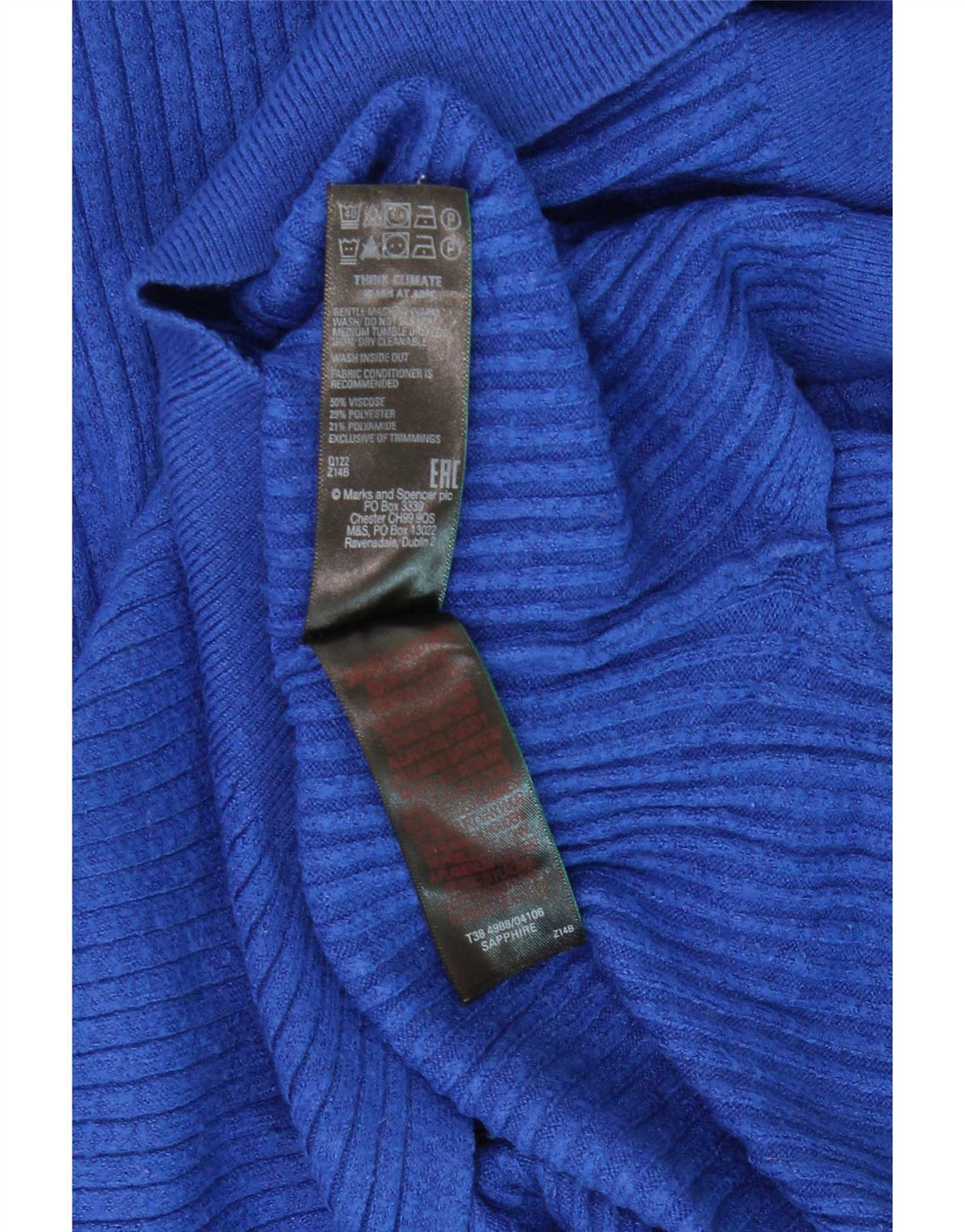 Marks & Spencer Pull col zippé pour femme UK 10 Small Bleu Viscose