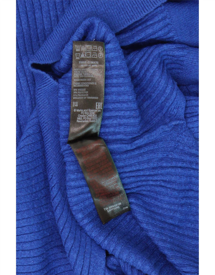 Marks & Spencer Pull col zippé pour femme UK 10 Small Bleu Viscose