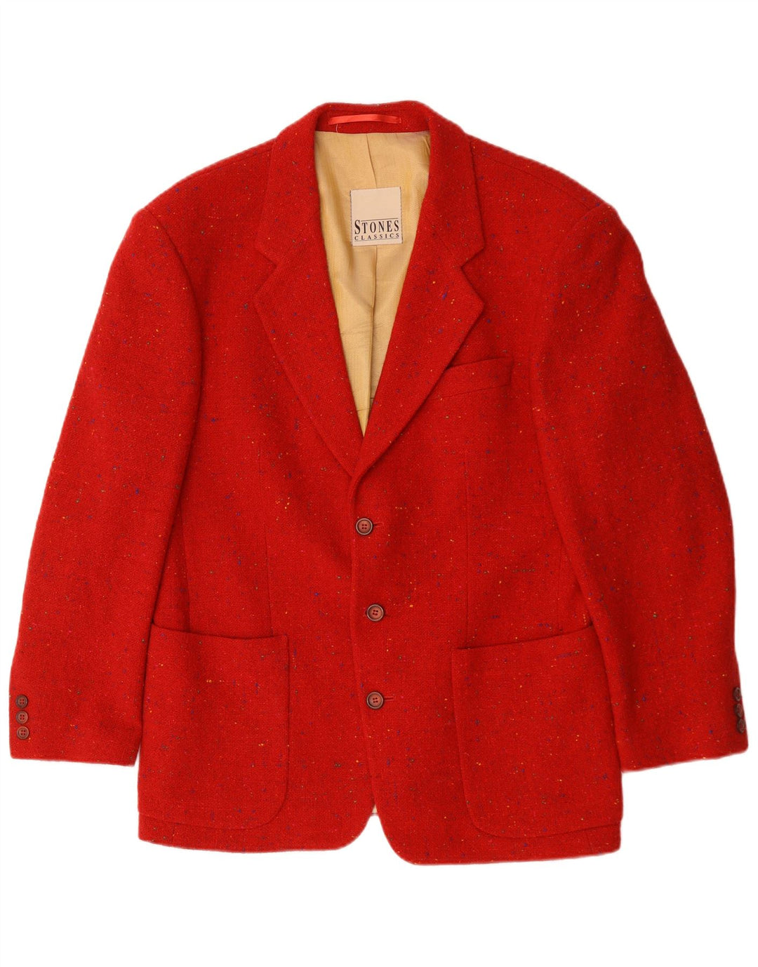 vintage Mens 3 Bouton Blazer Veste UK 40 Grand Rouge Moucheté