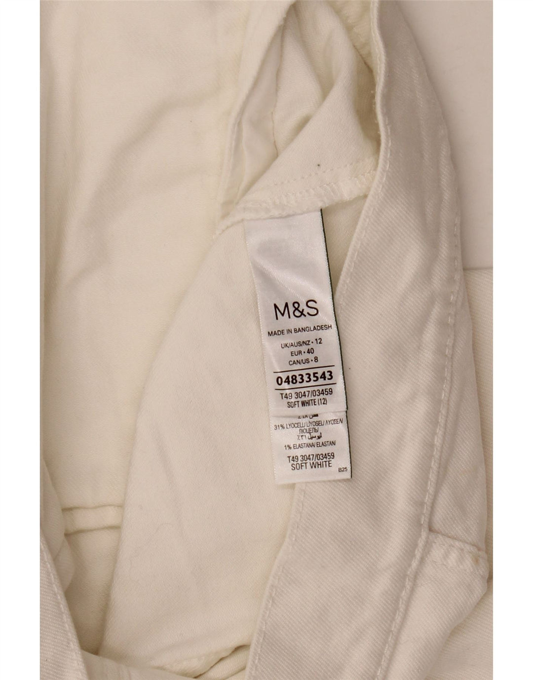 Marks & Spencer Veste en jean courte pour femme UK 12 Coton blanc moyen