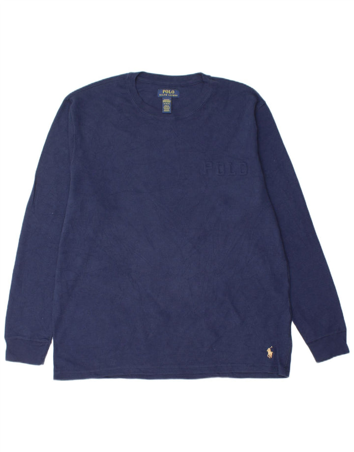 POLO RALPH LAUREN Haut Homme Manches Longues XL Bleu Marine Coton
