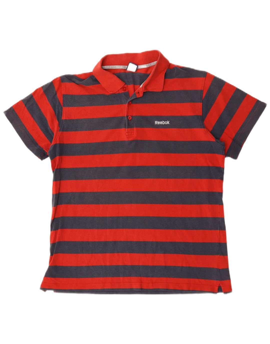 Reebok Polo Homme Large Rouge Rayé Coton
