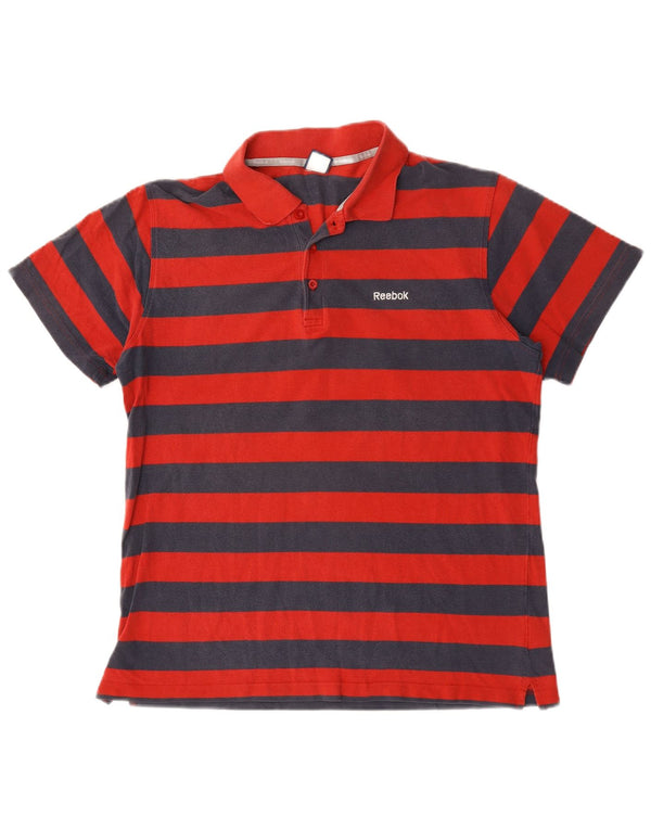 Reebok Polo Homme Large Rouge Rayé Coton