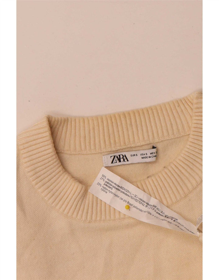Zara Homme Pull Col Ras Du Cou Petit Beige Viscose