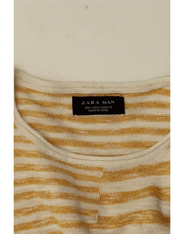Zara T-Shirt Homme Petit Haut Rayé Jaune