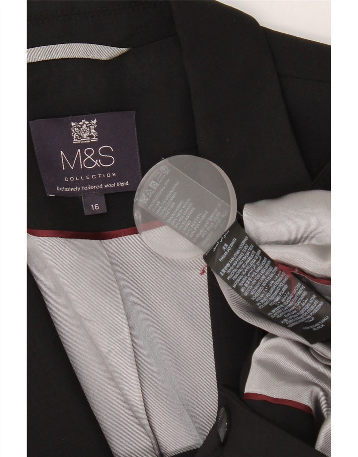 Marks & Spencer Veste blazer à 1 bouton pour femme UK 16 Grande laine vierge noire