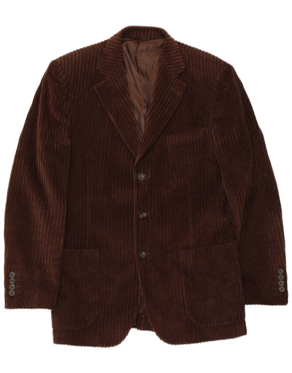 Vintage Mens 3 Button Corduroy Blazer Jacket IT 50 Large Brown Cotton