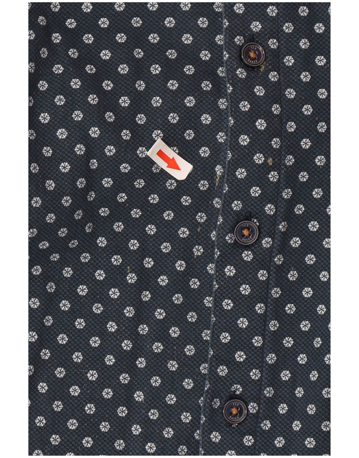 Ted Baker Chemise Homme Taille 3 Coton Floral Bleu Marine Moyen