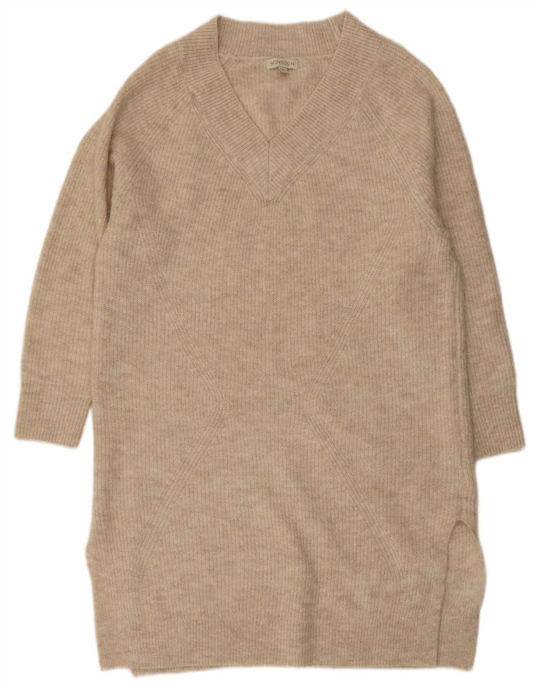 MONSOON Robe pull coupe ample pour femme UK 14 Acrylique beige moyen