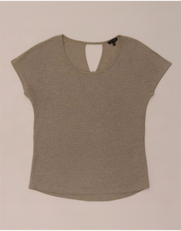 Massimo Dutti T-shirt surdimensionné pour femme UK 6 XS Beige Viscose