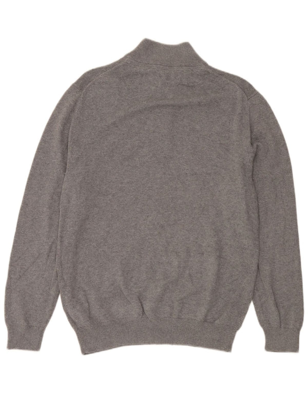 Crew Clothing Pull à col zippé pour homme en coton moucheté gris Taille L