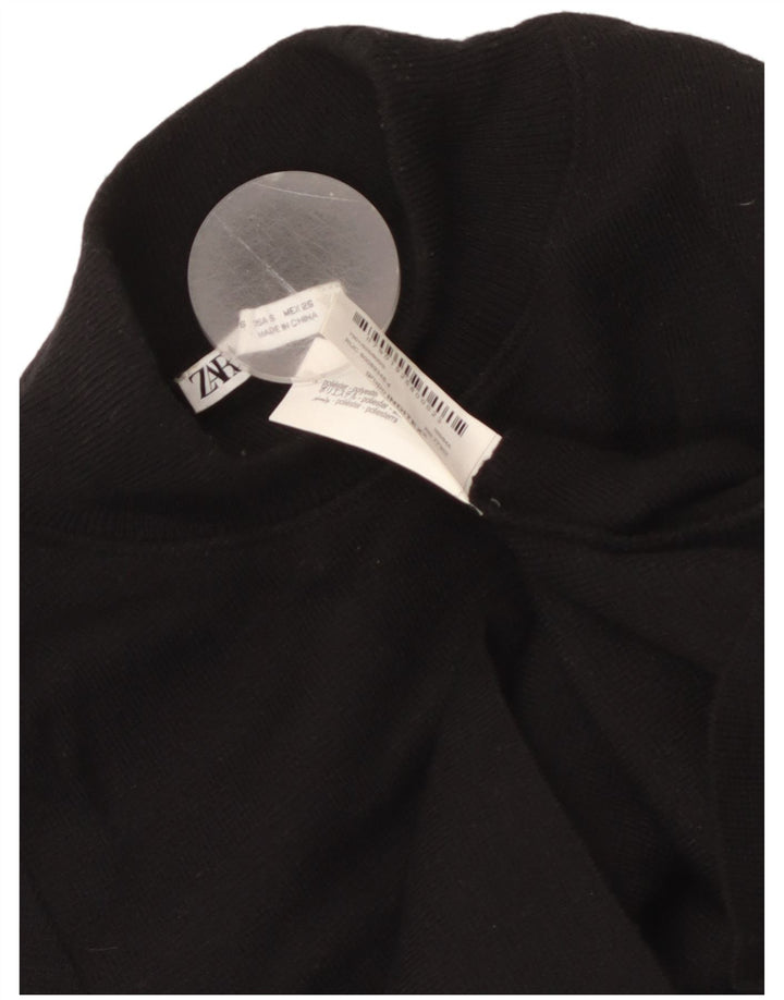 ZARA Pull court à manches courtes et col roulé pour femme UK 8 Small Noir
