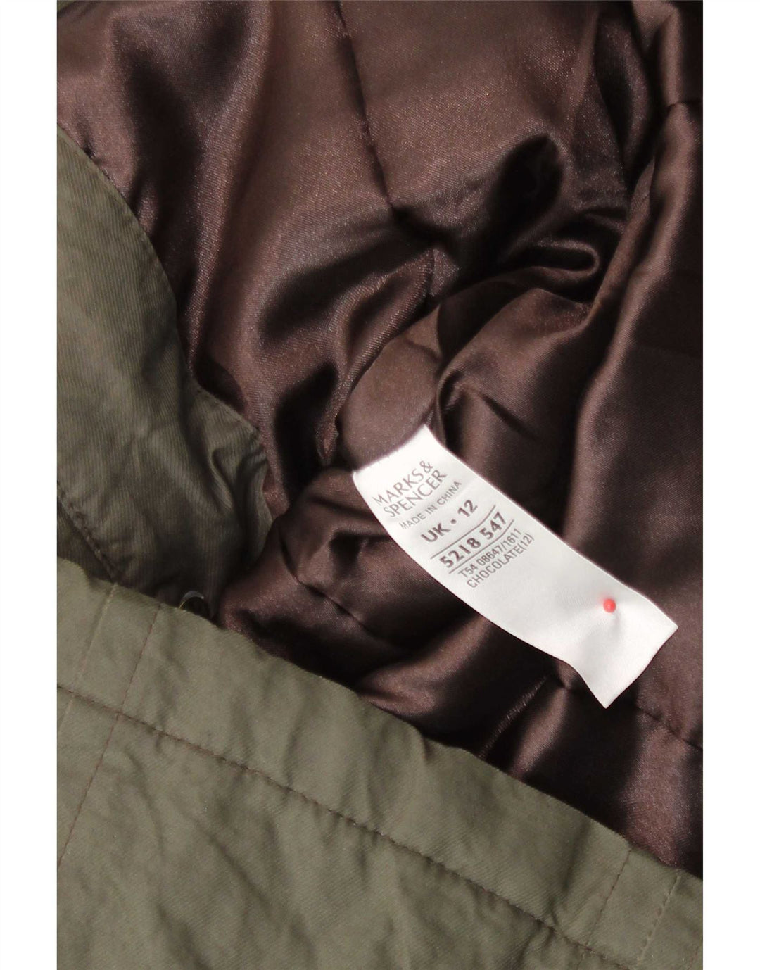Marks & Spencer Parka à capuche pour femme UK 12 en coton kaki moyen
