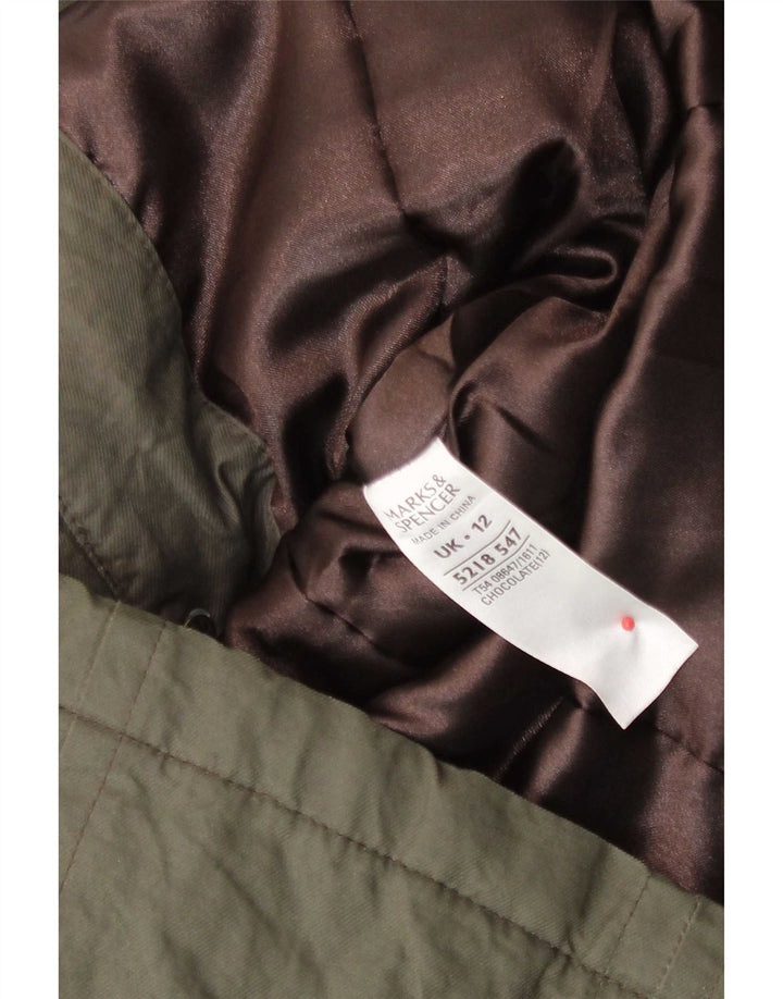 Marks & Spencer Parka à capuche pour femme UK 12 en coton kaki moyen