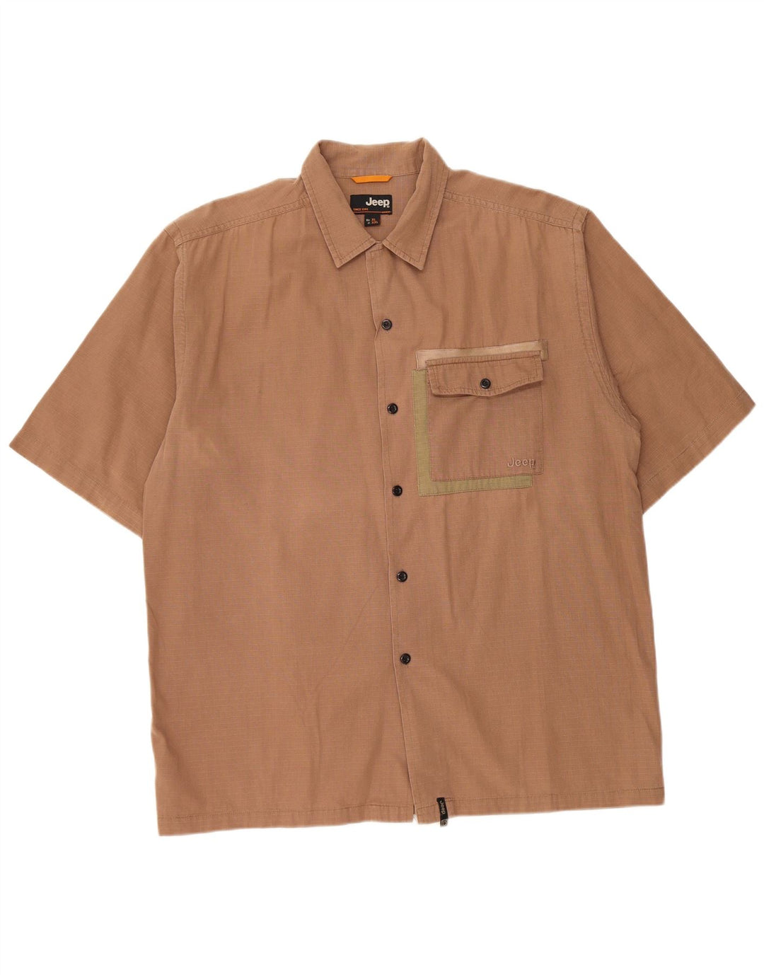 JEEP Chemise à manches courtes pour homme XL en coton à carreaux marron