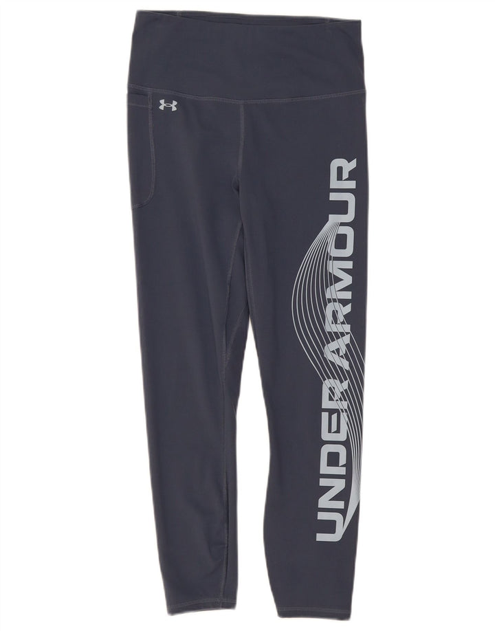 Under Armour Legging Graphic Crop Femme UK 42 Bleu Moyen Polyester