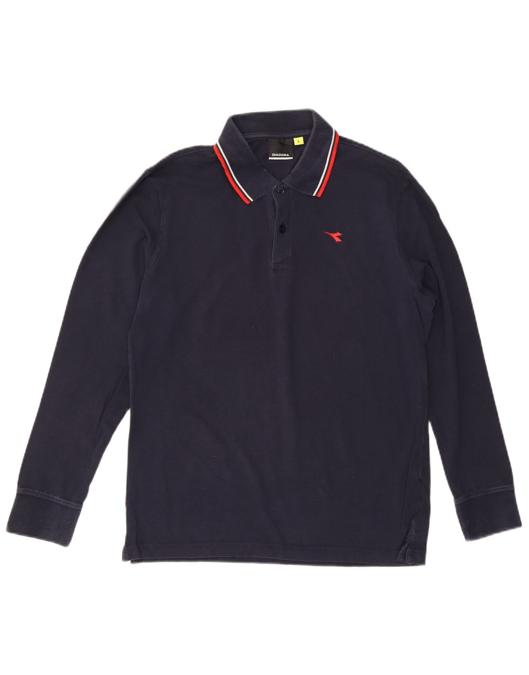 DIADORA Polo Homme Manches Longues Large Bleu Marine Coton