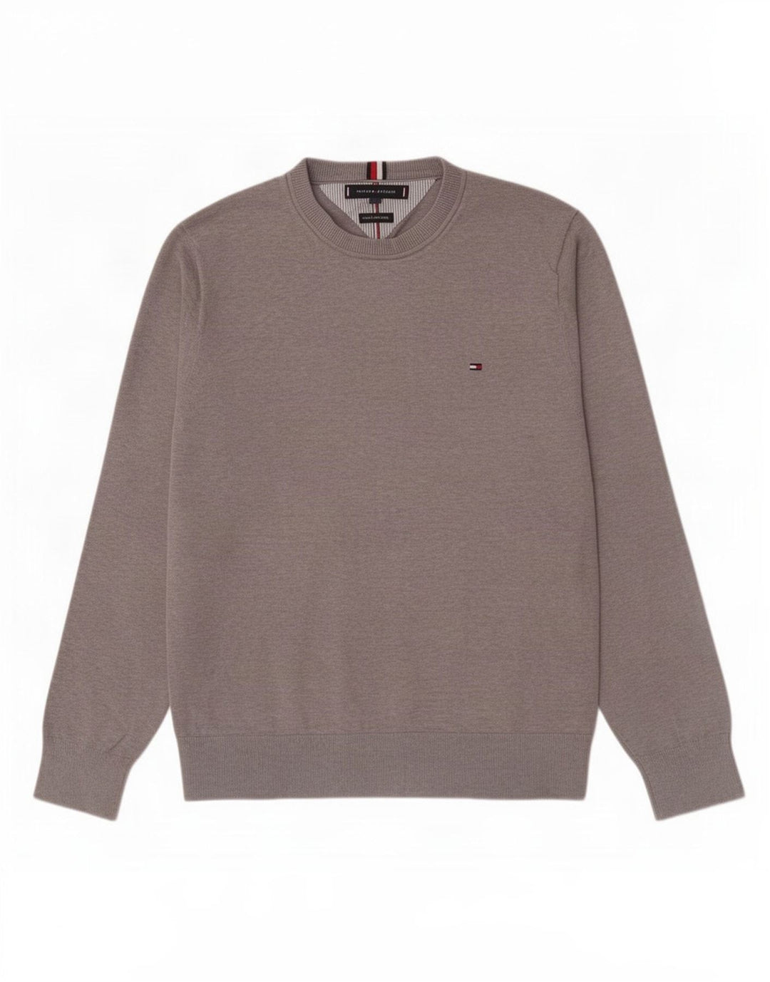 Tommy Hilfiger Pull Ras du Cou Homme Gris Moyen Coton