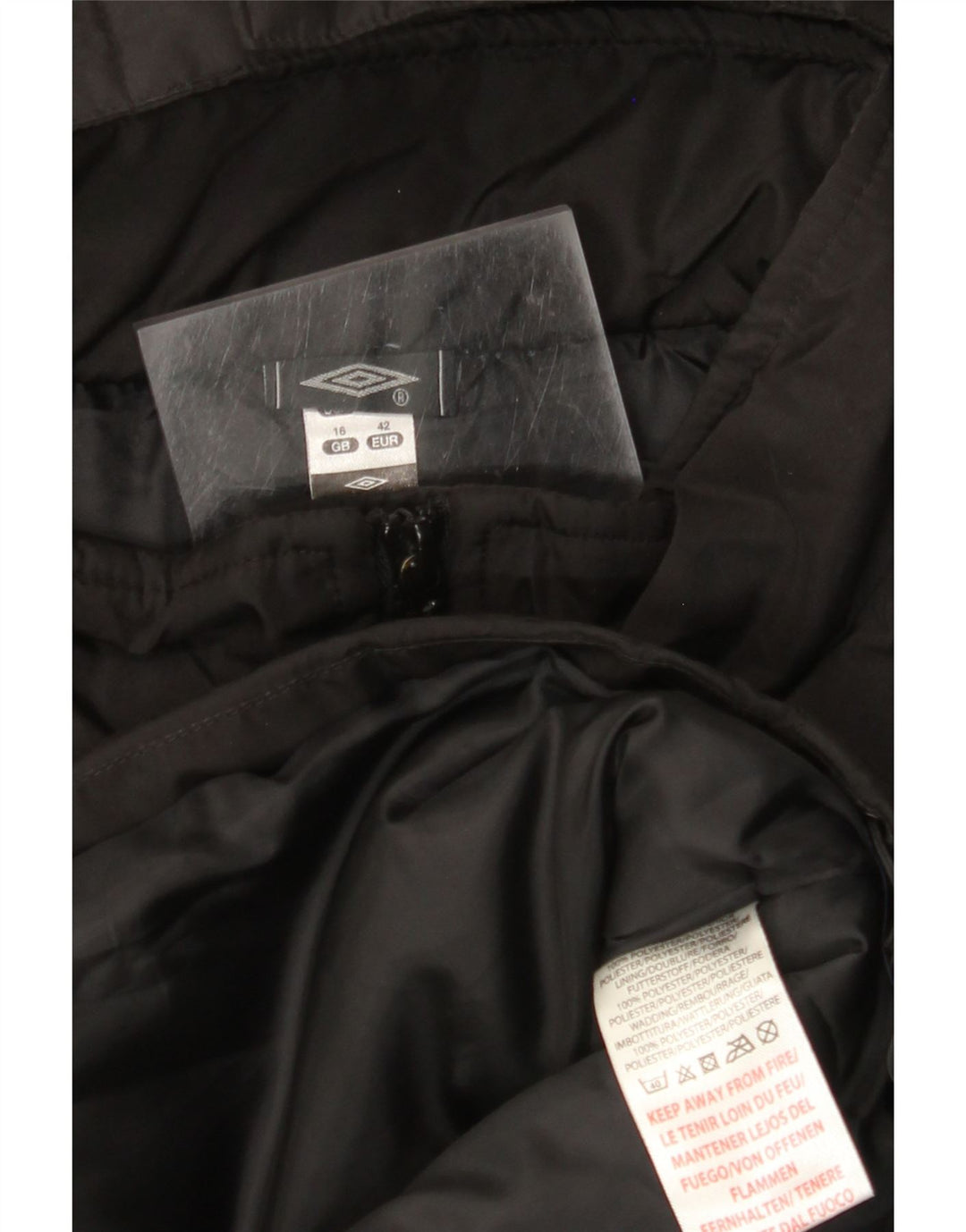 UMBRO Veste matelassée à capuche surdimensionnée pour femme UK 16 Large Noir Polyester