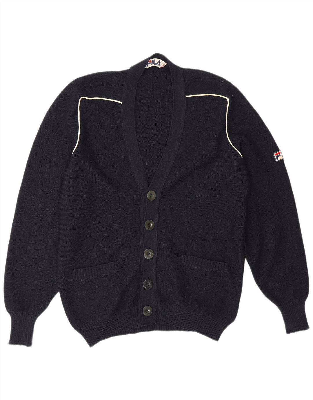 Fila Cardigan Homme Pull IT 48 Bleu Marine Moyen Laine