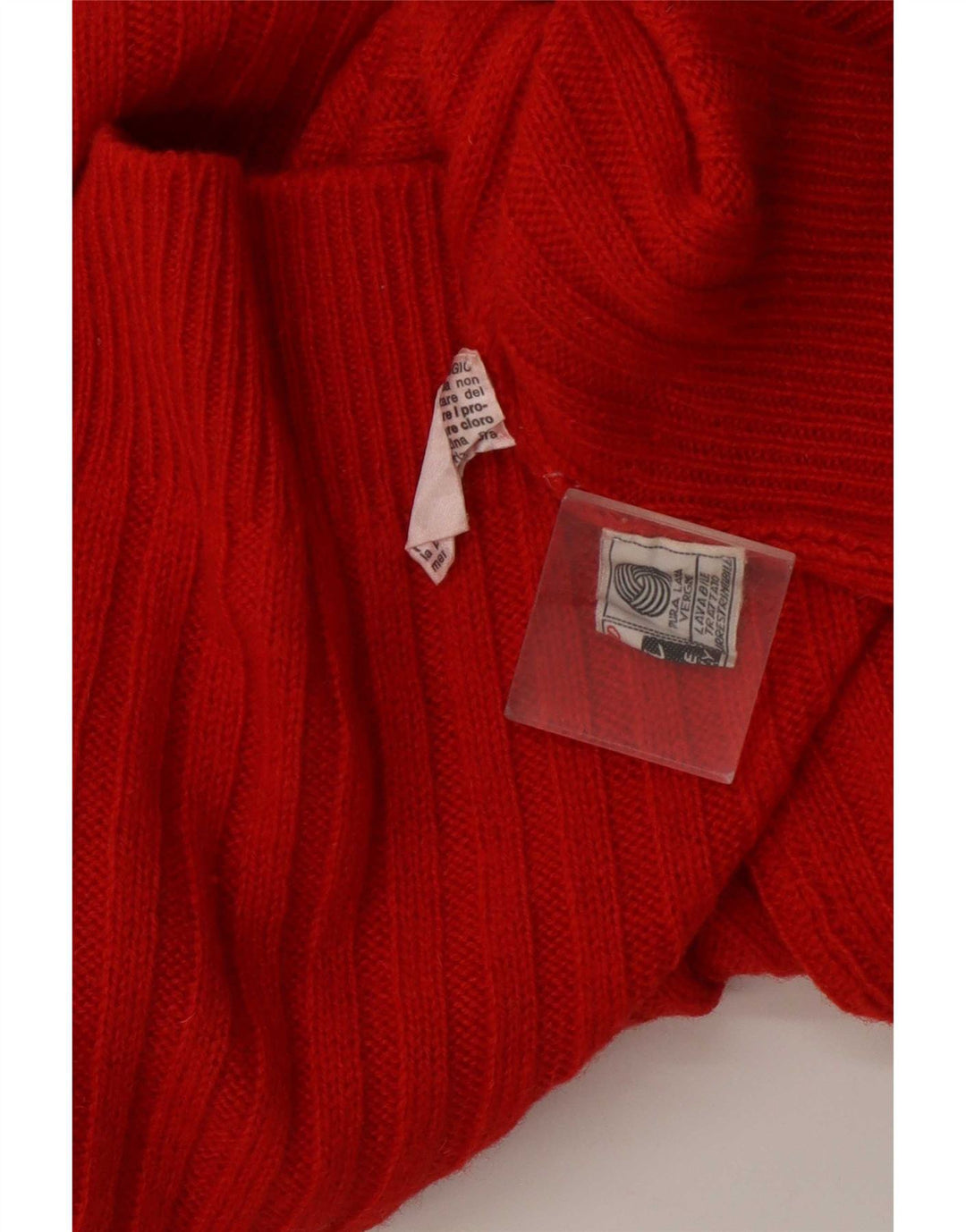 vintage Femmes Roll Neck Jumper Pull UK 12 Laine Rouge Moyenne