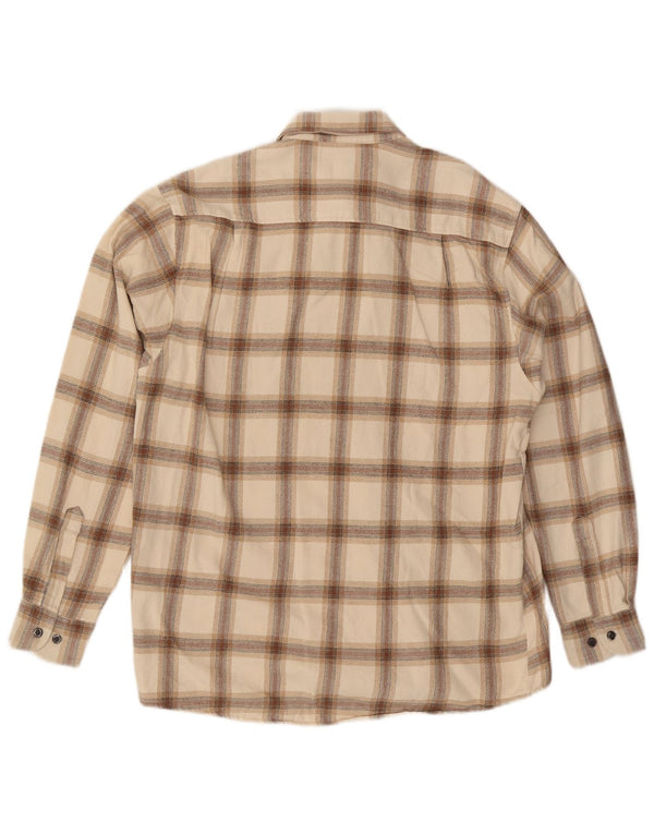 CAMARGUE Chemise Flanelle Homme Taille 39/40 Coton Carreaux Beige Moyen