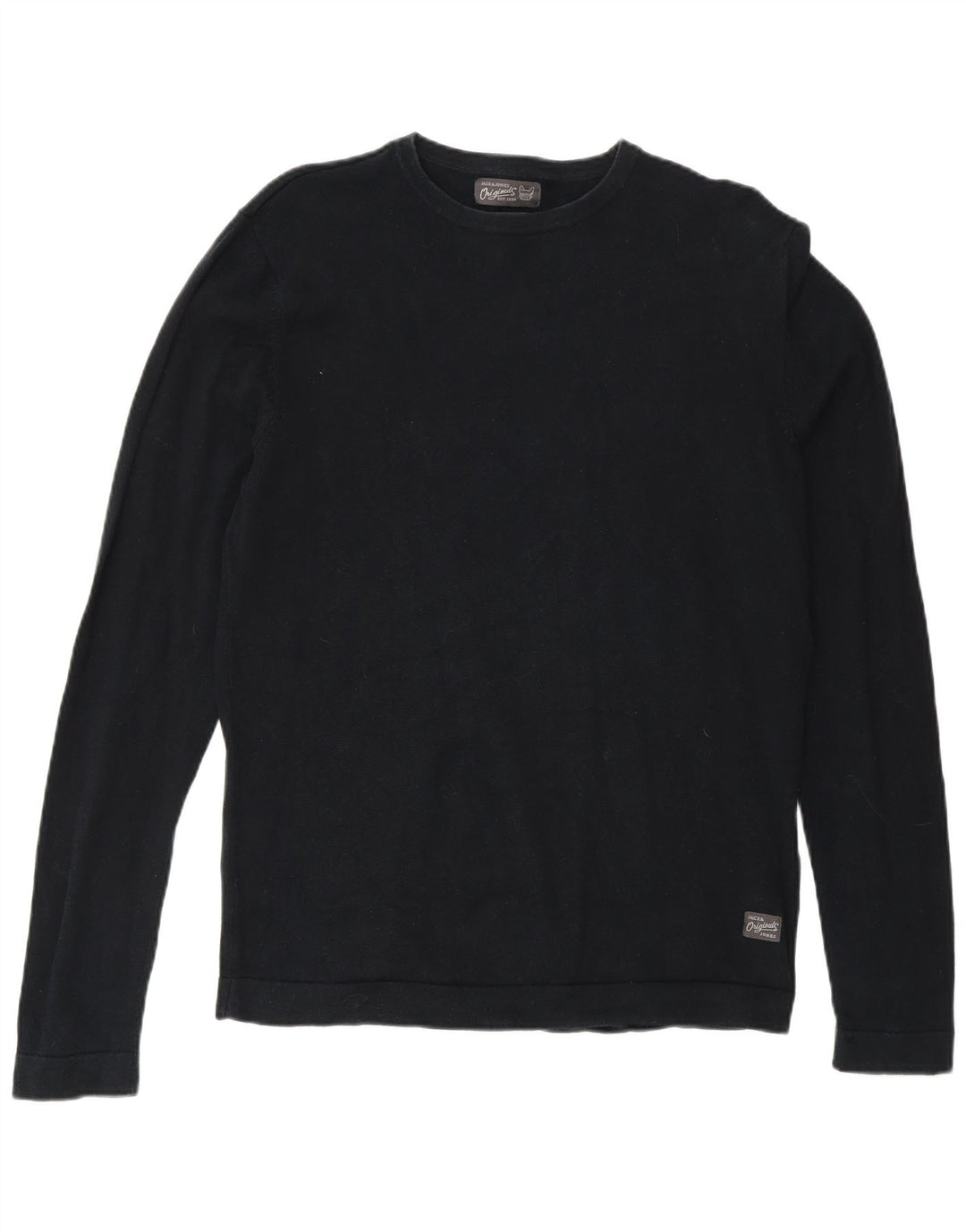 Jack & Jones Pull à col rond pour homme Petit coton noir