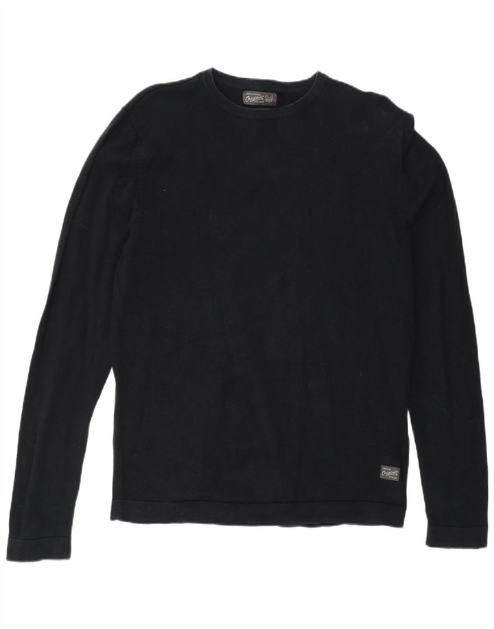 Jack & Jones Pull à col rond pour homme Petit coton noir
