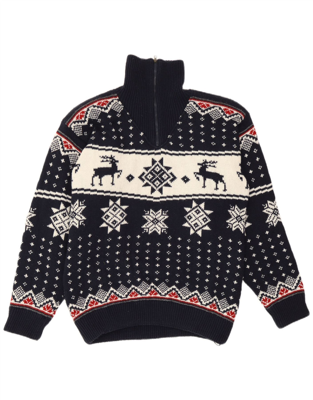 F.LLI Campagnolo Pull Col Zippé Homme Bleu Marine Moyen Noël