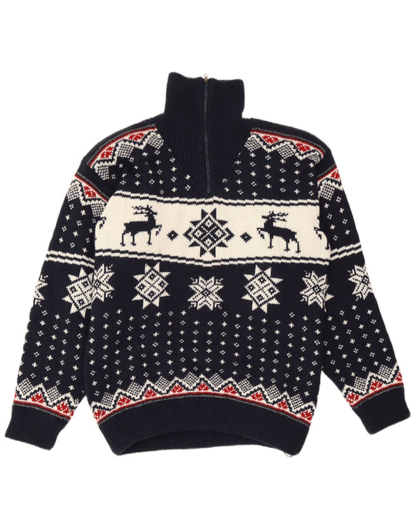F.LLI Campagnolo Pull Col Zippé Homme Bleu Marine Moyen Noël