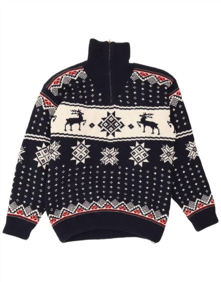 F.LLI Campagnolo Pull Col Zippé Homme Bleu Marine Moyen Noël
