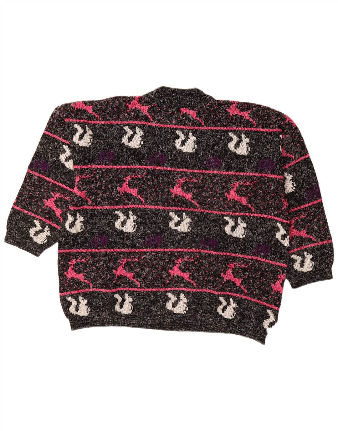 VINTAGE Femme Col Roulé Pull Pull UK 18 XL Noir Rayé