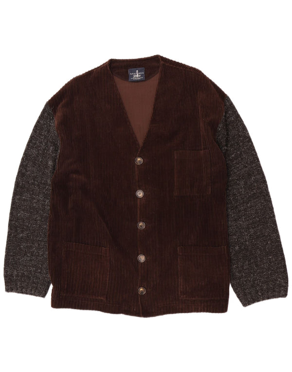 NANI BON Veste en velours côtelé pour homme UK 52 XL Marron Colourblock Coton