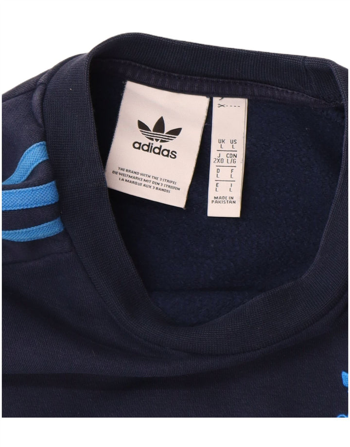 ADIDAS Sweat-shirt pour homme en coton bleu marine Taille L