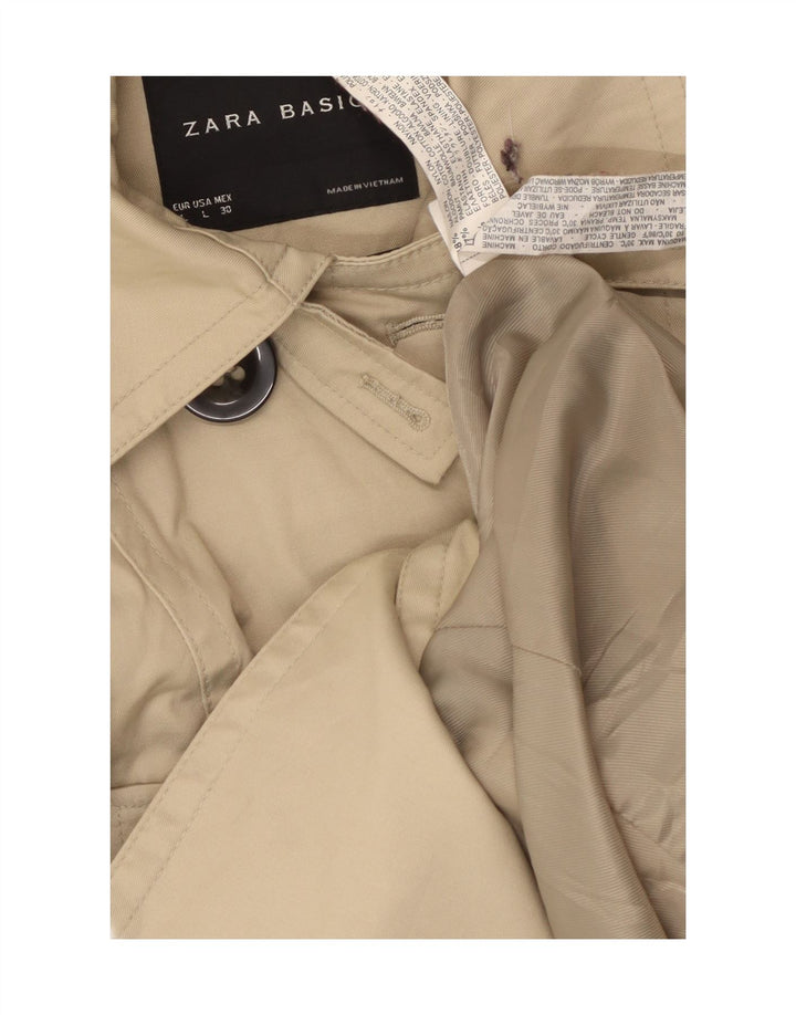 Zara Femme Trench Coat UK 14 Grand Nylon Beige