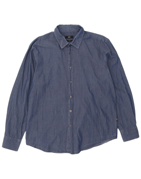 Hugo Boss Chemise Slim Fit 2XL en coton bleu Argyle/diamant pour homme