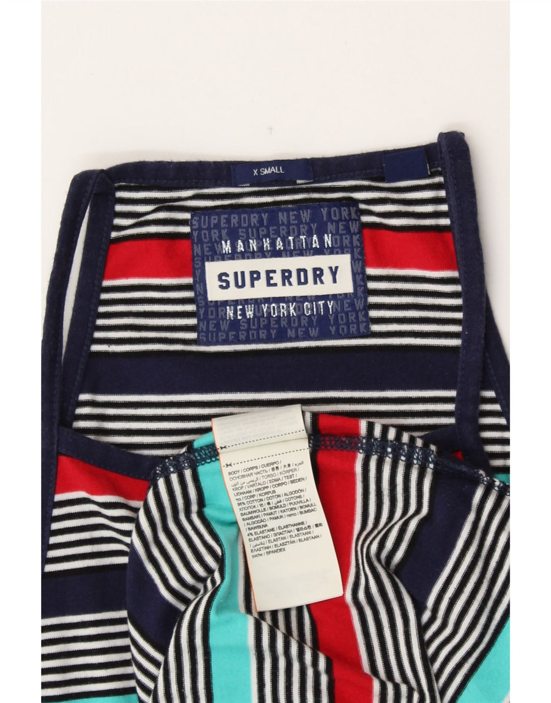 SUPERDRY Robe T-Shirt Manhattan Femme UK 6 XS Rayé Multicolore