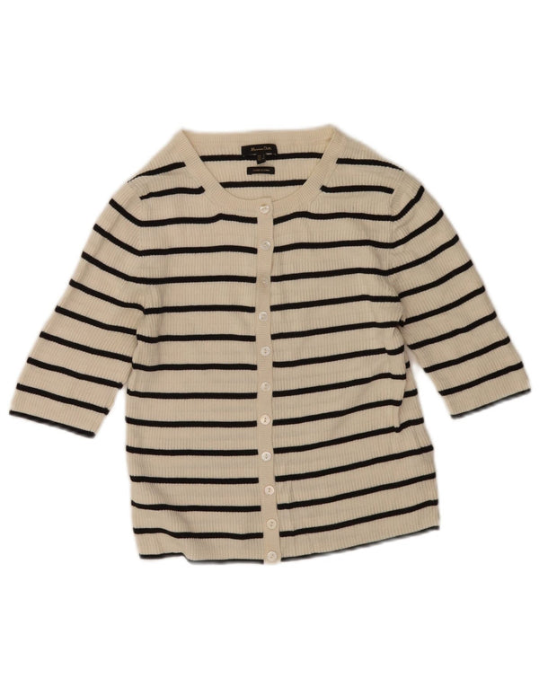 Massimo Dutti Cardigan court pour femme UK 10 Petit blanc cassé rayé