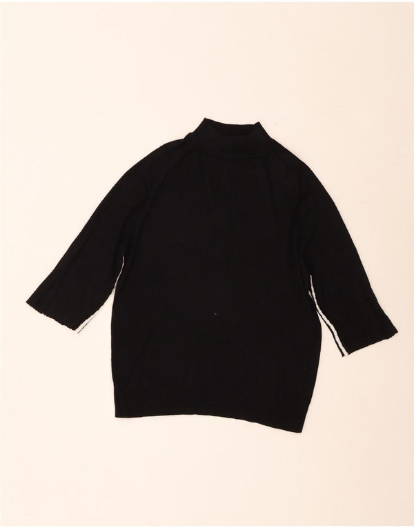 Zara Womens 3/4 Sleeve Turtle Neck Jumper Sweater UK 14 Medium Black
