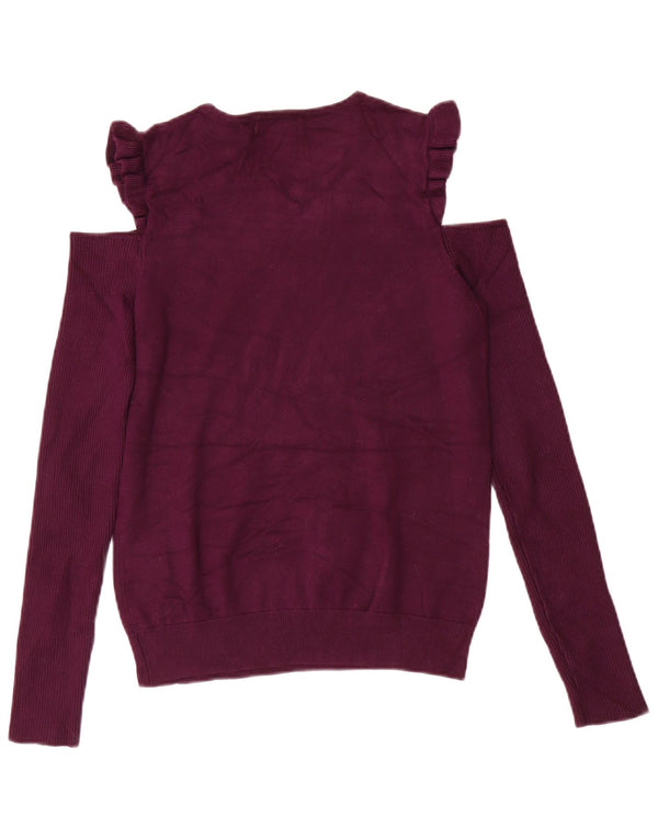 Dkny Pull à col bateau et épaules dénudées pour femme UK 10 Petit Violet