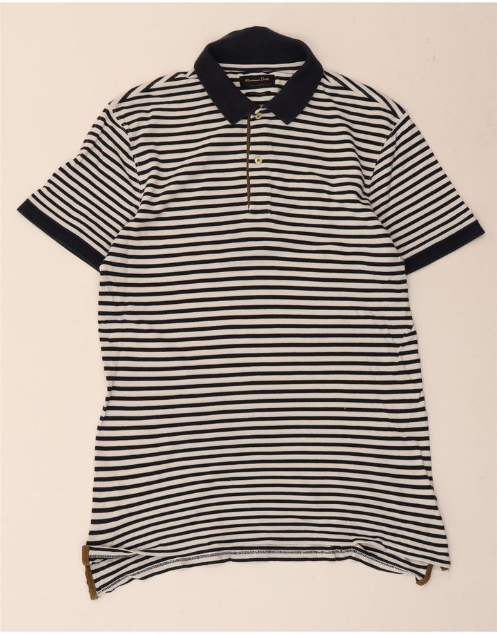 Massimo Dutti Polo Homme Grand Coton Rayé Blanc