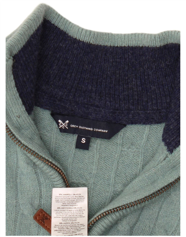 Crew Clothing Pull à col zippé pour homme Petite laine verte