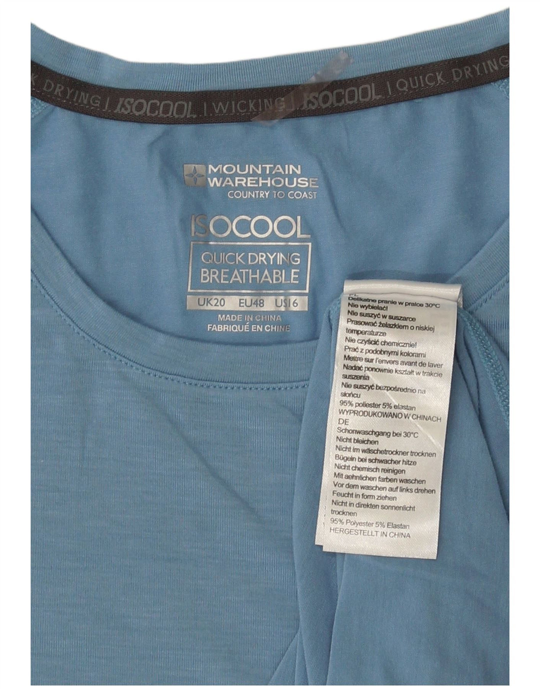 Mountain Warehouse T-shirt IsoCool pour femme UK 20 2XL Bleu Polyester