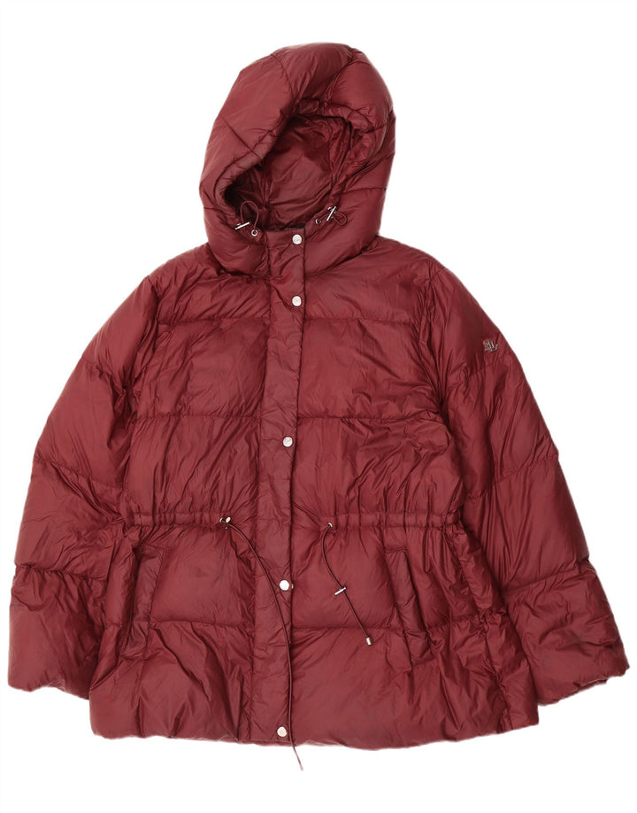 RALPH LAUREN Veste matelassée à capuche coupe ample pour femme UK 16 Large Bordeaux