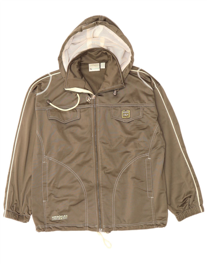 DIADORA Veste de survêtement à capuche surdimensionnée pour femme UK 10 Small Gris