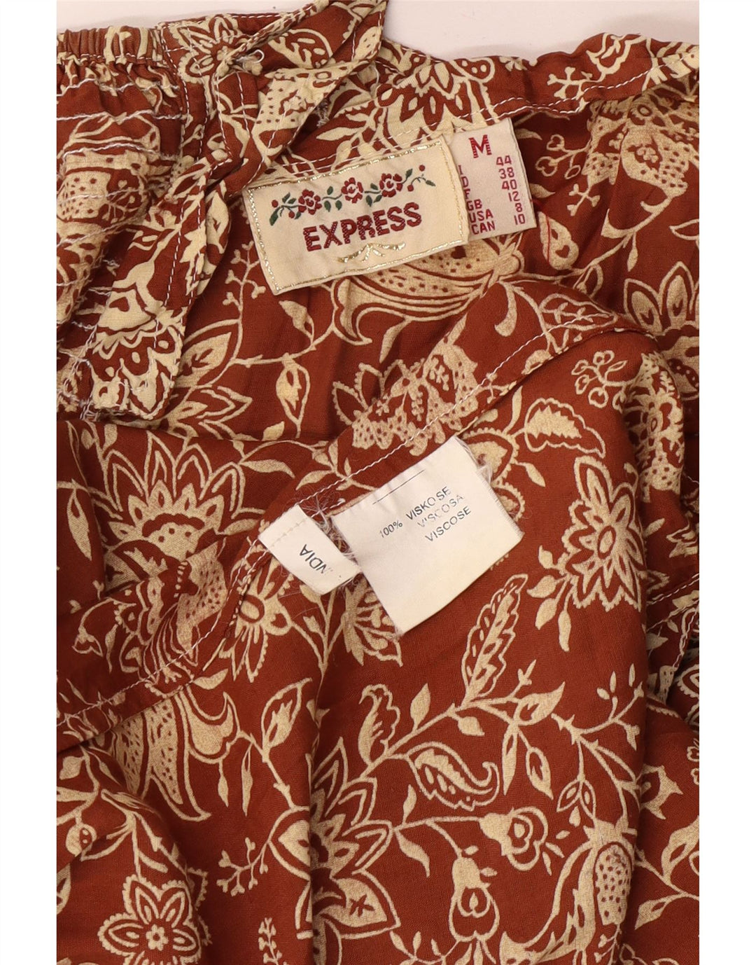 Express Robe trapèze sans manches pour femme UK 42 Viscose florale marron moyen